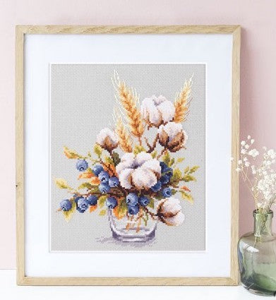 Kit point de croix - Blooming cotton and blueberry