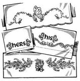 Décalque Aunt Martha's - 3742 - his-hers, flowers, butterfly