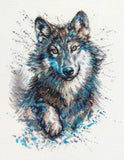 kit point de croix - Snow splashes, wolf
