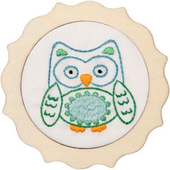kit débutant broderie traditionnelle- hibou bleu