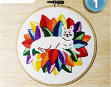Kit broderie traditionnelle - Rainbow cat