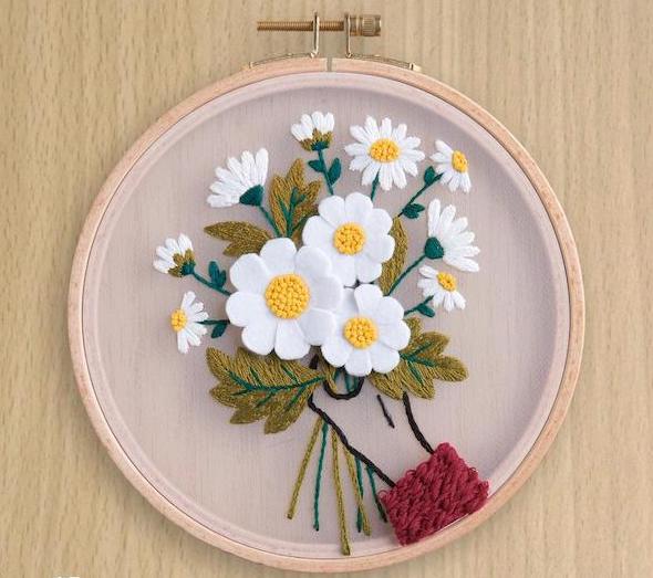 Kit broderie traditionnelle - Marguerites