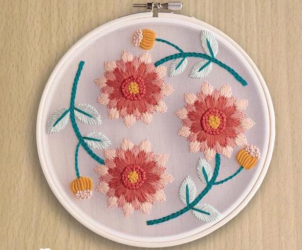 Kit broderie traditionnelle - Dahlia
