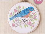 Kit broderie traditionnelle - Blue bird - oiseau bleu