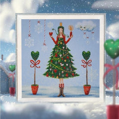 kit point de croix - Lady in a green dress