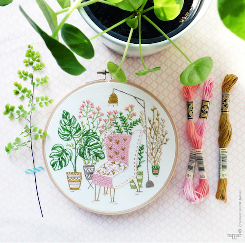 Kit broderie traditionnelle - Urban jungle - 6 pouces