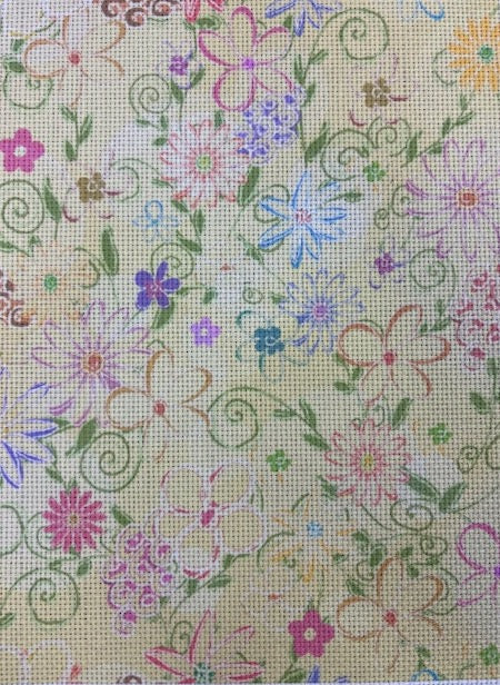 Aida 14 count imprimée - fleurs printemps