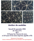 Cours sashiko - 26 septembre 2026 de 14 h à 17 h 00
