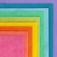 Paquet de 9 coupons de feutre de laine Cinnamon patch - 6 x 6 pouces - Arc en ciel