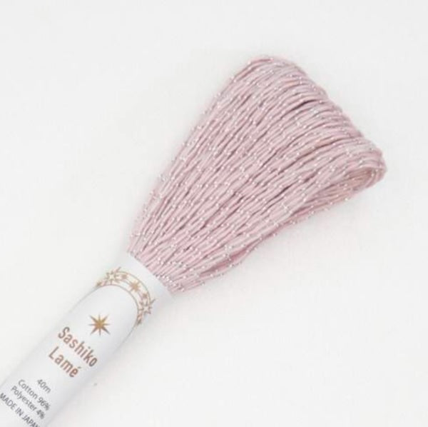 Fil Sashiko lamé uni - Olympus - 40 mètres -rose - couleur SL5