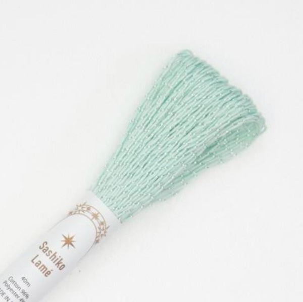 Fil Sashiko lamé uni - Olympus - 40 mètres - vert d'eau - couleur SL8
