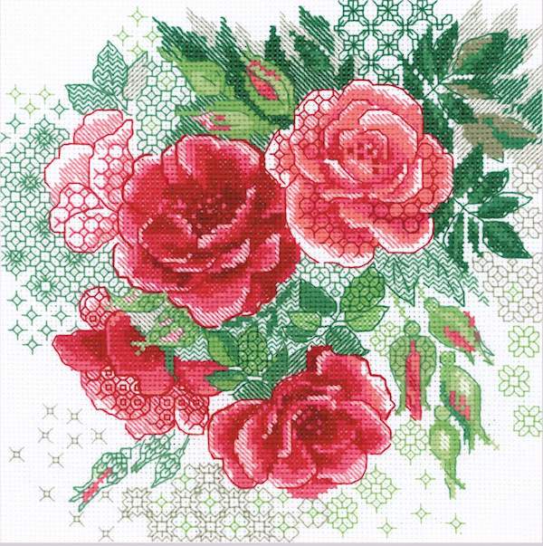 kit broderie noire et point de croix - Red rose hip