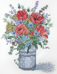 kit point de croix imprimé - Poppies in a vase