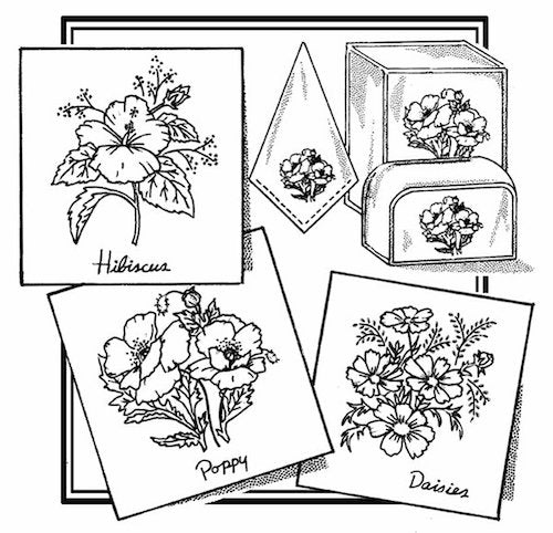 Décalque Aunt Martha's - 3864 - Hibiscus, poppy & daisies