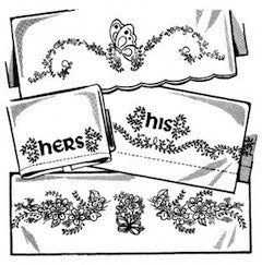 Décalque Aunt Martha's - 3742 - his-hers, flowers, butterfly