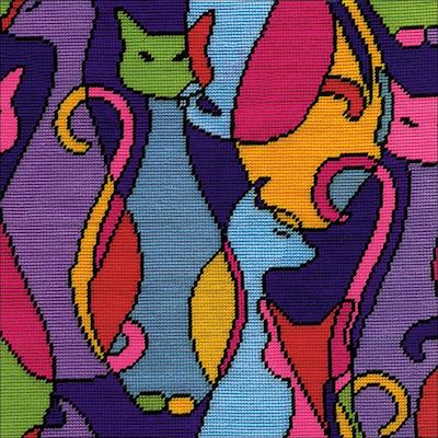 Kit petit point - Colorful cats 2614