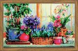 Kit point de croix - windowsill with flowers