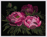 kit broderie noire et point de croix - Lace Peonies