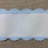 Bande aida blanche - 4,5 cm - 1 3/4 pouce - bordure dentelle bleue