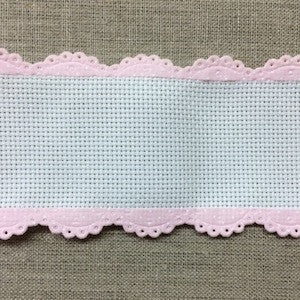 Bande aida blanche - 4,5 cm - 1 3/4 pouce - bordure dentelle rose