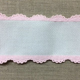 Bande aida blanche - 4,5 cm - 1 3/4 pouce - bordure dentelle rose